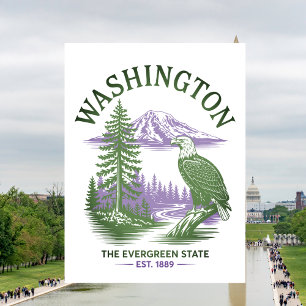 Washington Evergreen Staat Travel Postkarte