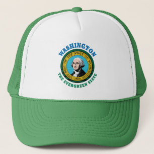 WASHINGTON EVERGREEN STATE FLAG TRUCKER HAT TRUCKERKAPPE