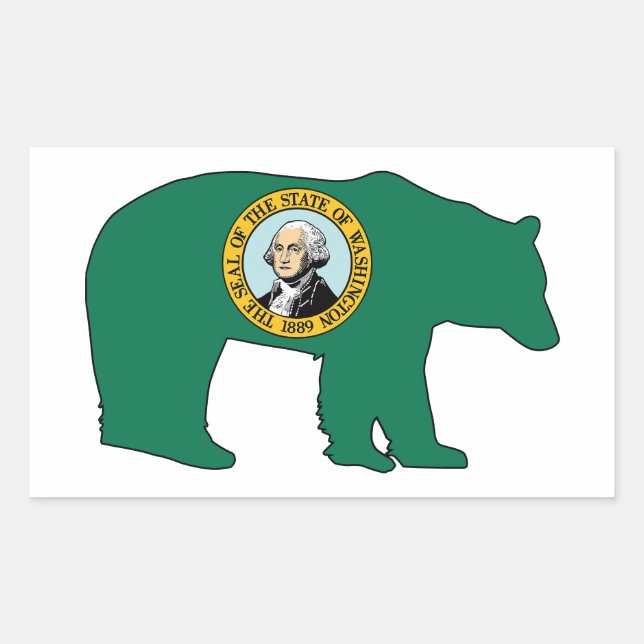 Washington Flag Bär Rechteckiger Aufkleber (Vorderseite)