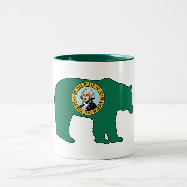 Washington Flag Bär Zweifarbige Tasse (Mittel)