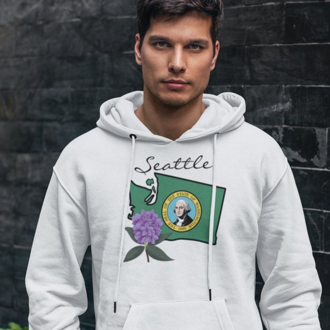 Washington Flag & Blume Pacific Rhododendron Hoodie (Von Creator hochgeladen)