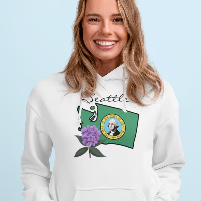 Washington Flag & Blume Pacific Rhododendron Hoodie (Von Creator hochgeladen)