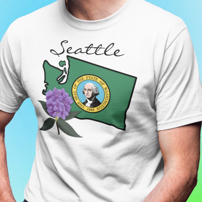 Washington Flag & Blume Pacific Rhododendron T-Shirt (Von Creator hochgeladen)