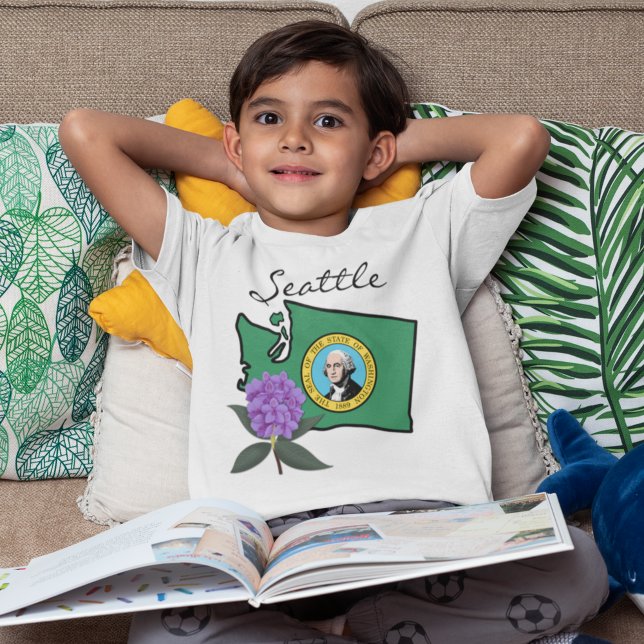 Washington Flag & Blume Pacific Rhododendron T-Shirt (Von Creator hochgeladen)