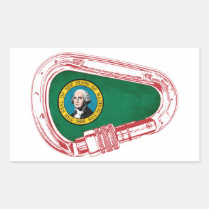 Washington Flag Climbing Carabiner Rechteckiger Aufkleber