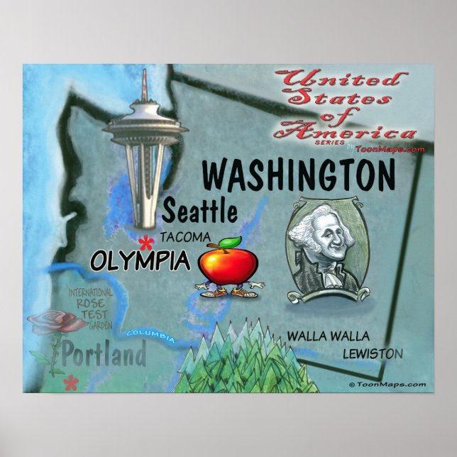 Washington Fun Map Poster (Vorne)