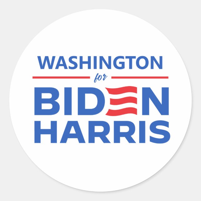 Washington für Biden Harris Runder Aufkleber (Vorderseite)