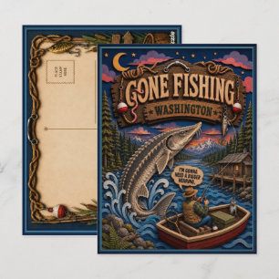 Washington Gone Fishing Weißer Stör Postkarte