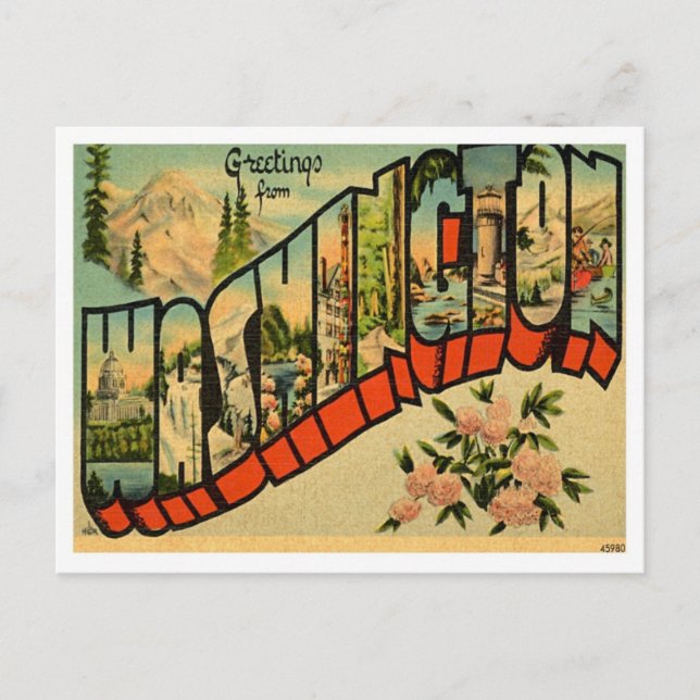 Washington-Grüße von US-Staaten Postkarte (Vorderseite)