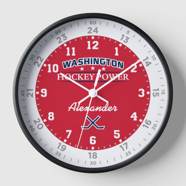 Washington Hockey Power 24 Stunden Wall Clock Uhr (Vorderseite)