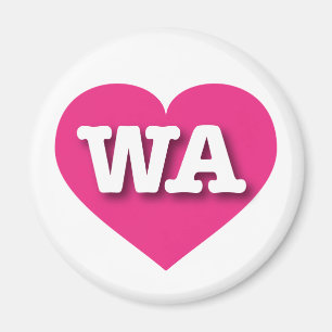 Washington Hot Pink Heart - I Liebe WA Magnet