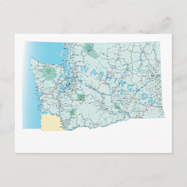 Washington Interstate Map Postcard Postkarte (Vorderseite)