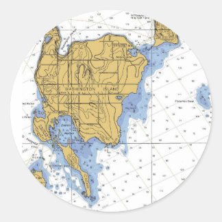 Washington Island, WI Nautical Chart Runder Aufkleber