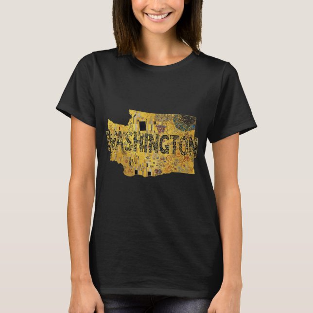 Washington Karte und Text T-Shirt (Vorderseite)