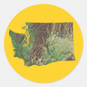Washington-Karten-Aufkleber Runder Aufkleber