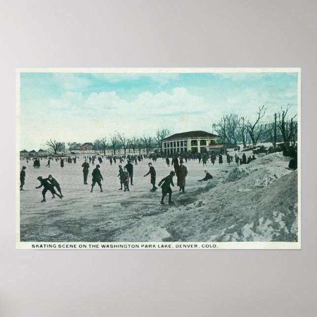 Washington Lake Park Ice Skaten Scene Poster (Vorne)