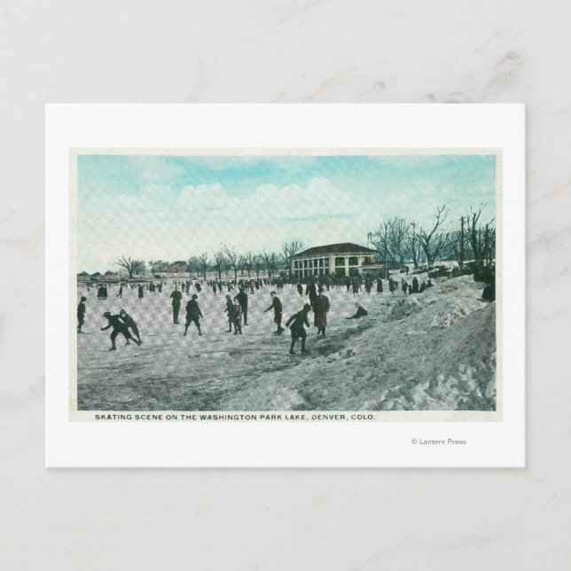 Washington Lake Park Ice Skaten Scene Postkarte (Vorderseite)