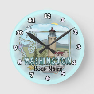 Washington Leuchtturm Runde Wanduhr