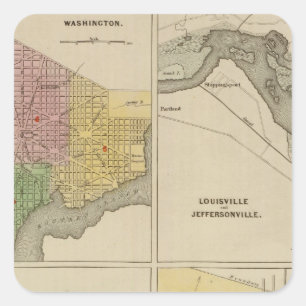 Washington Louisville und Jeffersonville Quadratischer Aufkleber
