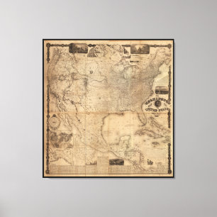 Washington Map of the United Staaten (1861) Leinwanddruck