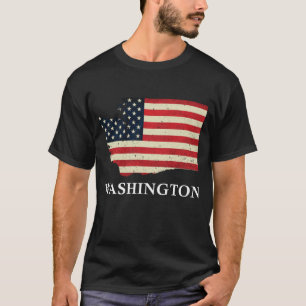 Washington Map Staat American Flag 4. Juli T-Shirt