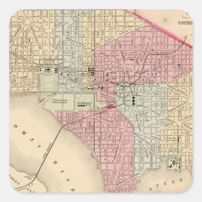 Washington Map von Mitchell Quadratischer Aufkleber (Vorderseite)