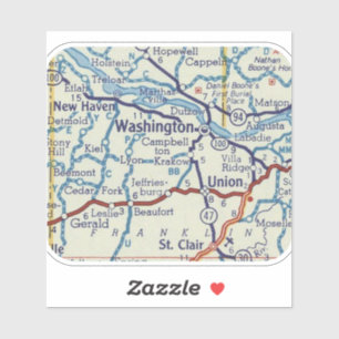 Washington Missouri Vintag Map Aufkleber