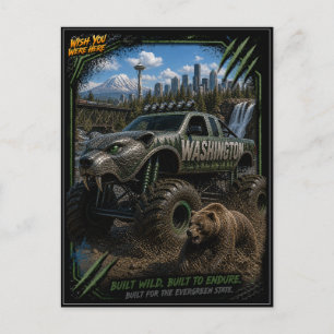Washington Monster Truck Gelände Kunst Postkarte