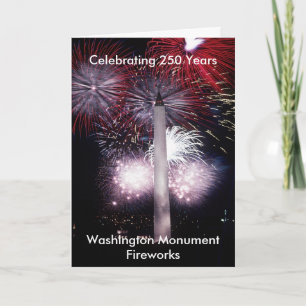 Washington Monument 250 Jahre Feuerwerk Feiertagskarte