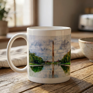 Washington Monument Aquarell mit Spiegelung Kaffeetasse