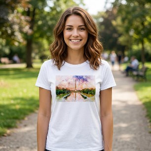 Washington Monument Aquarell Sonnenuntergang Refle T-Shirt