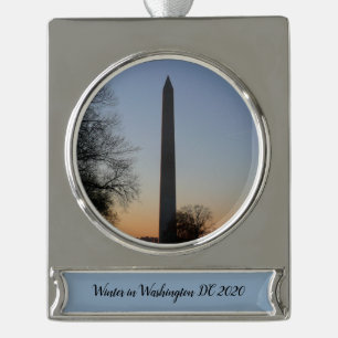Washington Monument at Sunset Banner-Ornament Silber