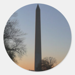 Washington Monument at Sunset Runder Aufkleber