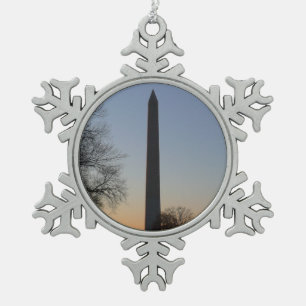 Washington Monument at Sunset Schneeflocken Zinn-Ornament