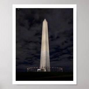 Washington Monument bei Nacht Aufkleber Poster