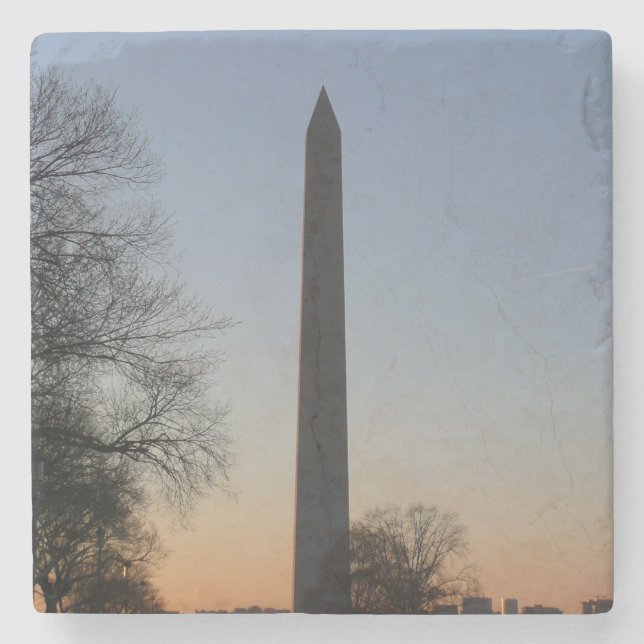 Washington Monument bei Sonnenuntergang in DC Steinuntersetzer (Vorderseite)