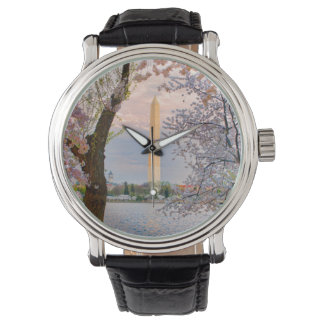 Washington Monument Cherry Blossoms Tote Bag Armbanduhr