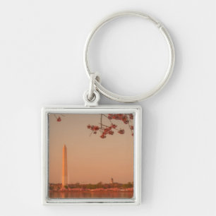 Washington-Monument Kirschblüte am Sonnenuntergang Schlüsselanhänger