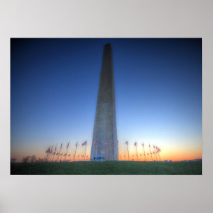 Washington Monument mit Orange Sunset Poster