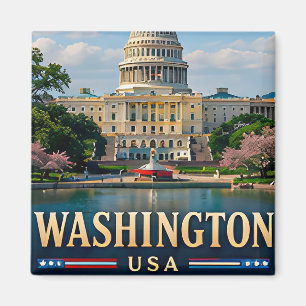 Washington Monument und amerikanische Ikonen Magnet