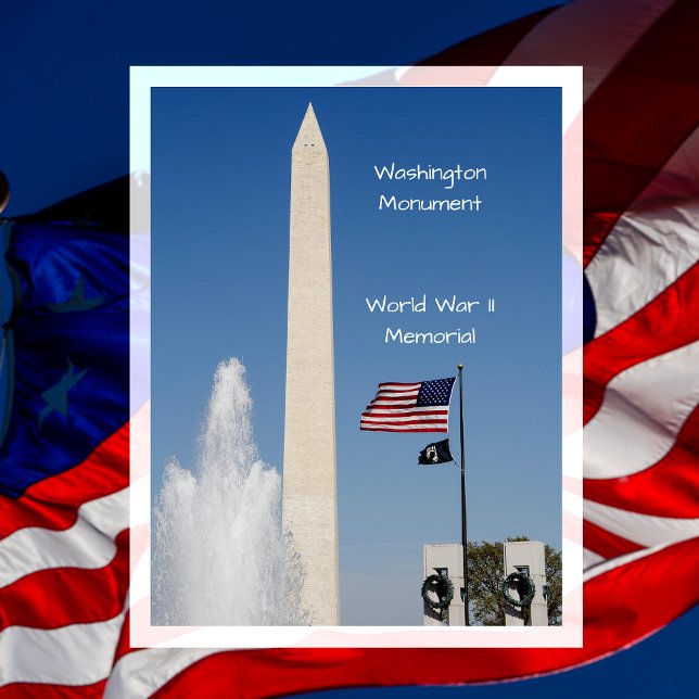 Washington Monument, WW II Denkmal, Feiern Sie 250 Postkarte (Von Creator hochgeladen)