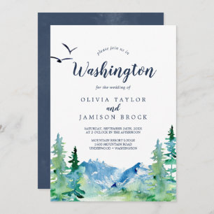 Washington Mountain Hochzeit in Urlaubsort Einladung
