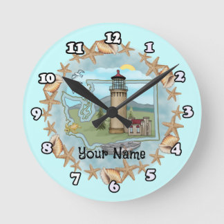 Washington Muscheln Lighthouse Runde Wanduhr
