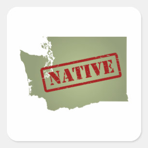 Washington Native mit Washington Map Quadratischer Aufkleber