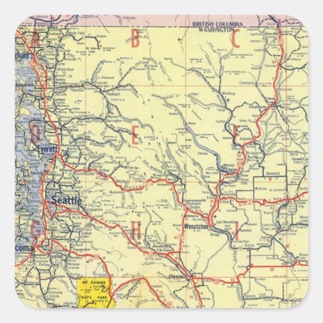 Washington, Oregon, Idaho Quadratischer Aufkleber (Vorderseite)