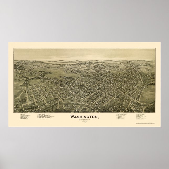 Washington, PA Panoramic Map - 1897 Poster (Vorne)