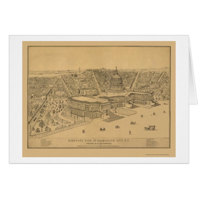 Washington, panoramische Karte DCs - 1872 (Vorderseite (Horizontal))