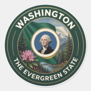 Washington Puget Sound Heritage und Waldcharm Runder Aufkleber