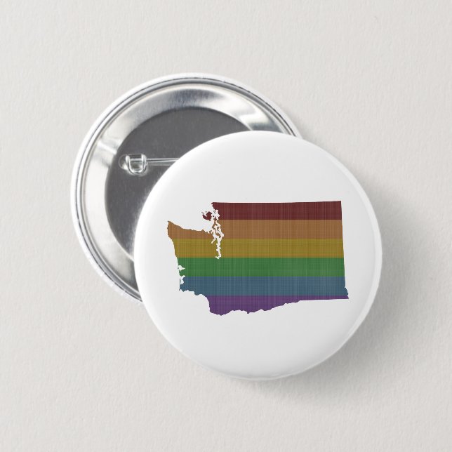 Washington Rainbow Gay Pride Button (Vorne & Hinten)