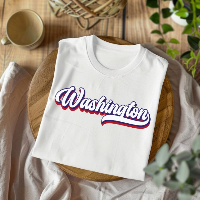 Washington Red White & Blue Vintag Script T - Shir T-Shirt (Von Creator hochgeladen)